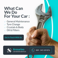 Professional White Light Blue Modern Minimal Car Repair Services Instagram Post Banner Advertising template