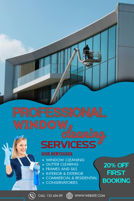 Professional Window Cleaning Banner 4' × 6' Banier 4’×6’ template