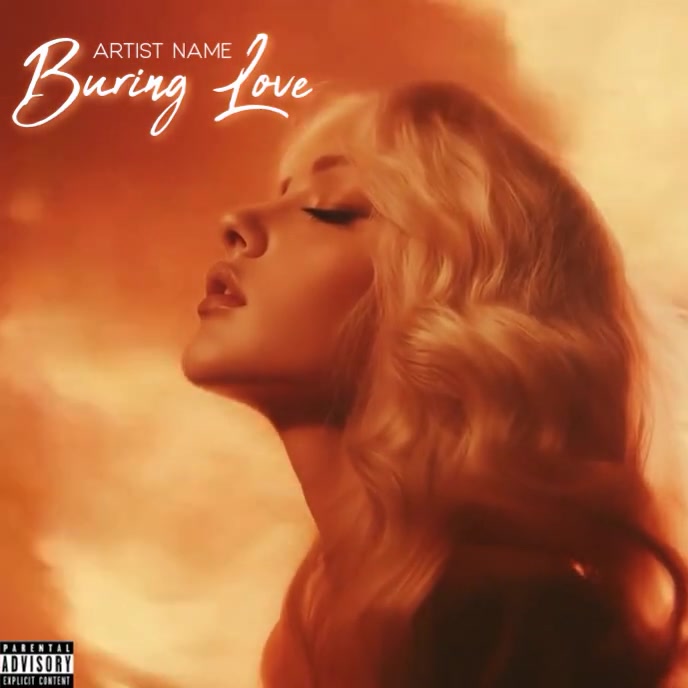 Professional Woman Fire Burning Love Country Music  Album Cover template