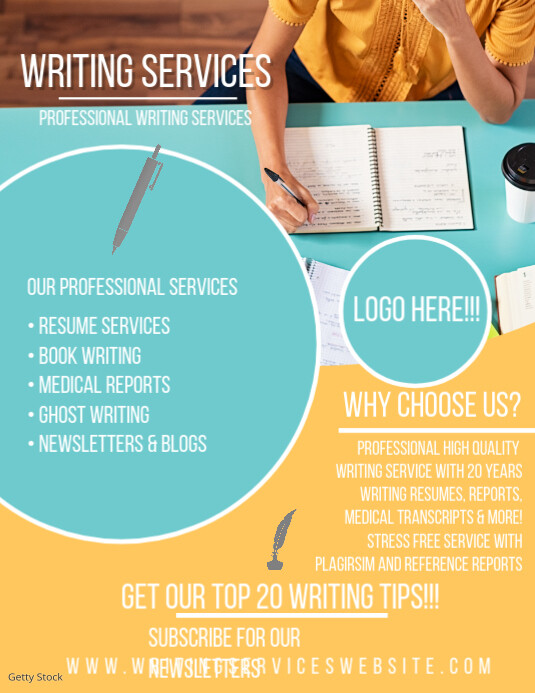 Professional Writing Service Flyer Ad Template | PosterMyWall