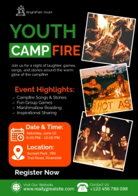 Professional Youth Campfire Night Event Poster Template A2