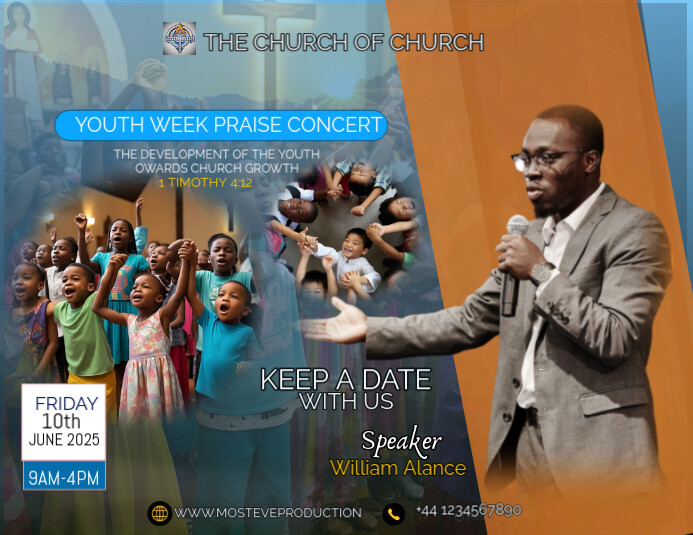 Professional Youth Week Praise Concert Flyer (us Letter) Pamflet (VSA Brief) template