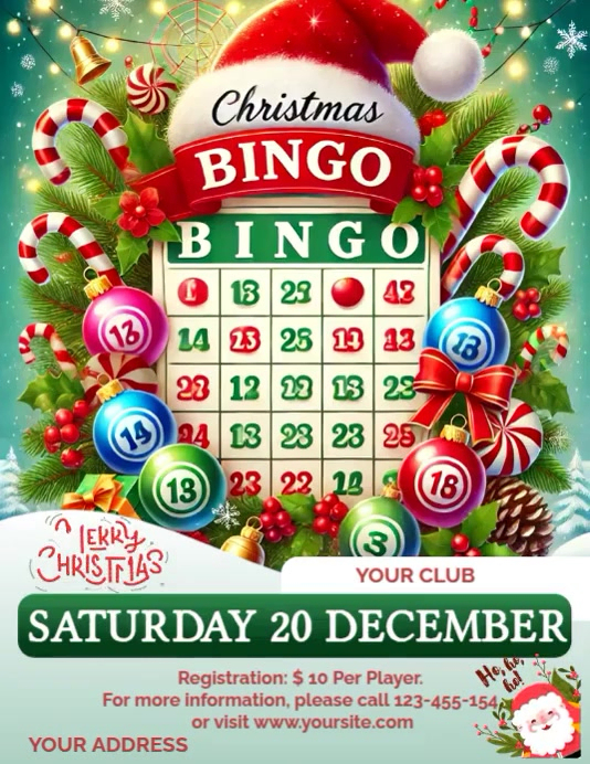 Professionale Bingo Christmas Edition Volantino (us Letter) Template ...