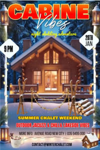 Professionnel Winter Cabin Trip Invitation Affiche Plakkaat template