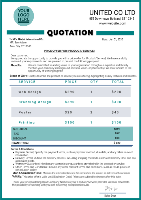 proffisonal price offer template A4 | PosterMyWall
