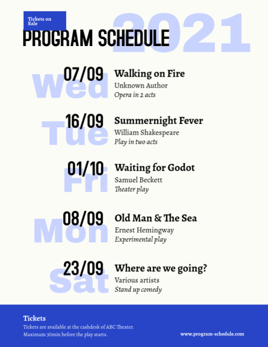 Event Program Flier Examples Program Events Calendar Flyer Template | PosterMyWall