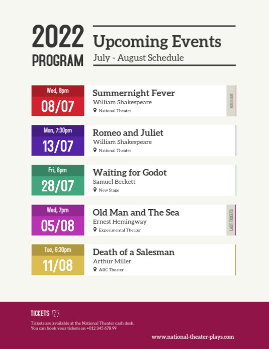 Program Events Calendar Flyer Template | PosterMyWall