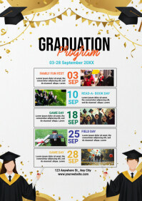White Graduation Program A5 Template | PosterMyWall