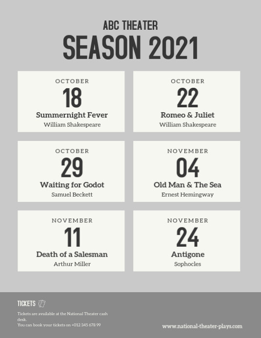 Upcoming Programmes Copy of Program Upcoming Theater Event Calendar Flyer | PosterMyWall