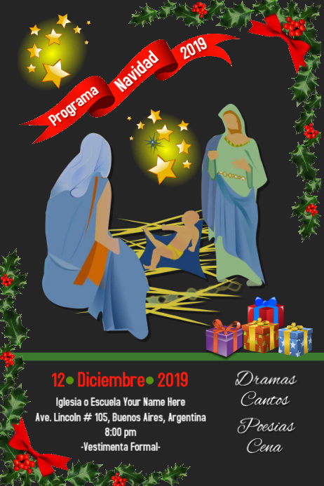 Programa Navidad, Christmas Program, school, bulletin, church, iglesia, escuela Iphosta template