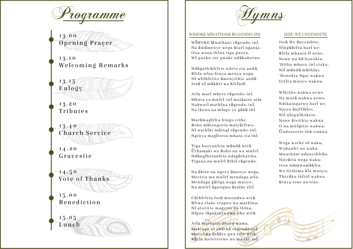Programme and hymns Template | PosterMyWall