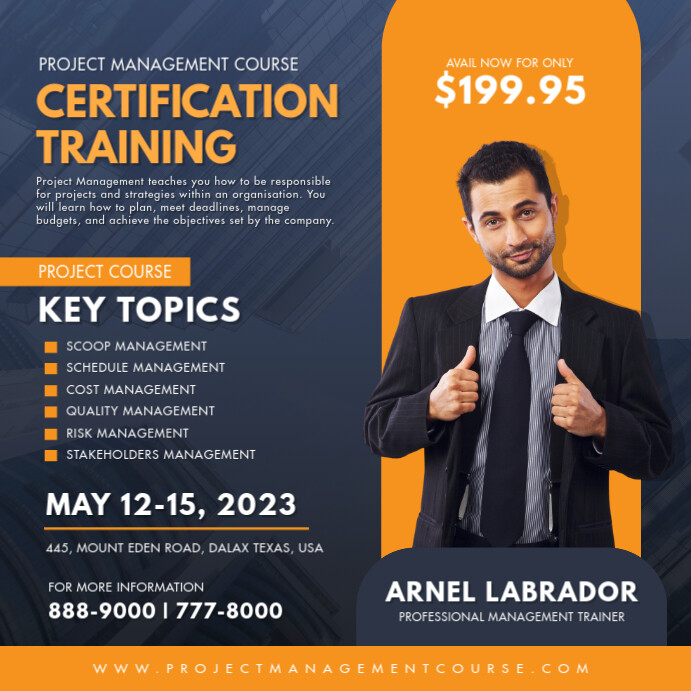 Project Management Course Instagram Post Template | PosterMyWall
