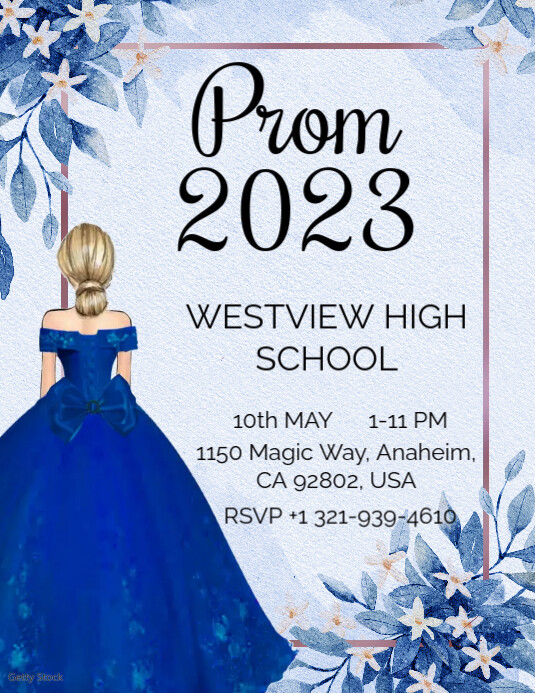Blue Prom Lettering Blue Prom Invitation Templates Prom Night Poster Templates | Customize