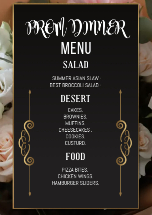 PROM MENU Template | PosterMyWall