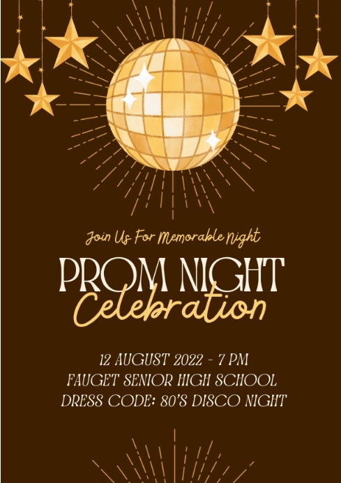 Prom Night Program Outline Example Brown Prom Night Celebration A4 Template | PosterMyWall
