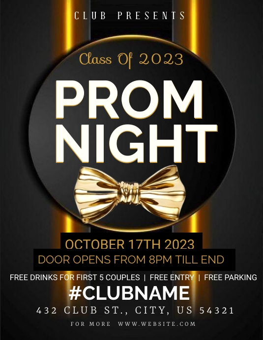 Black Prom Night Flyers Template PosterMyWall