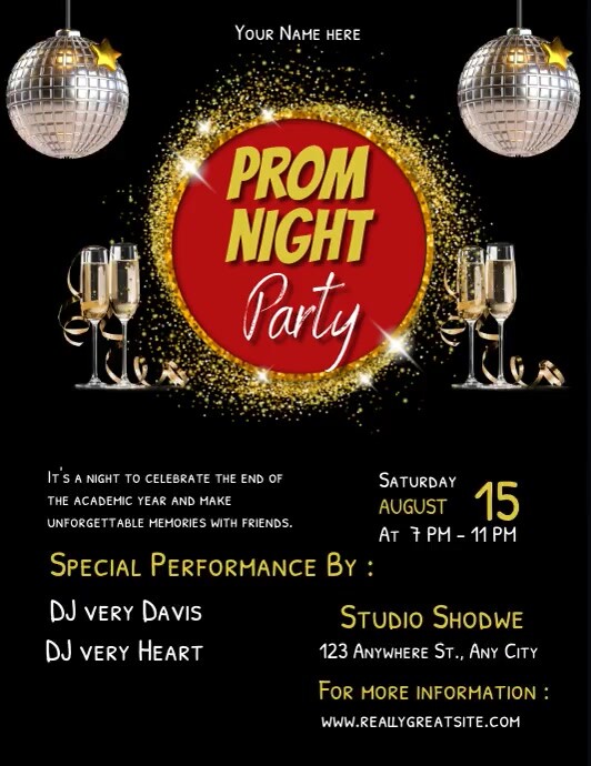 prom night party,graduation party invitation Flyer (US Letter) template