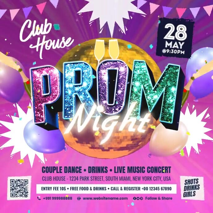 Prom Night Party Post Template | PosterMyWall