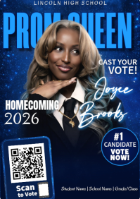 Prom Queen Vote Flyer Template | Homecoming Campaign Poster Vote Now Design A4
