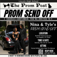 Prom Send Off Invitation Template | Elegant Black & White Prom Party Flyer Iphosti le-Instagram