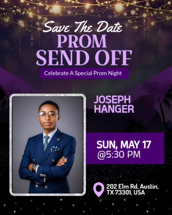 Prom Send Off Party Invitation Flyer - Photo Save The Date Template ...