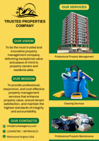 黄色 Property Management Services A5 Template