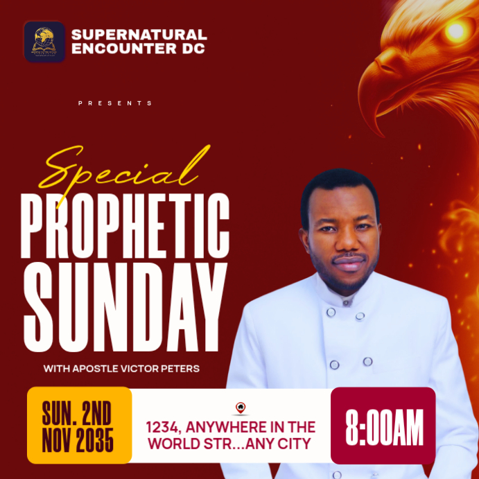 Prophetic Sunday Church Flyer Template – Bold Modern Worship Service ...