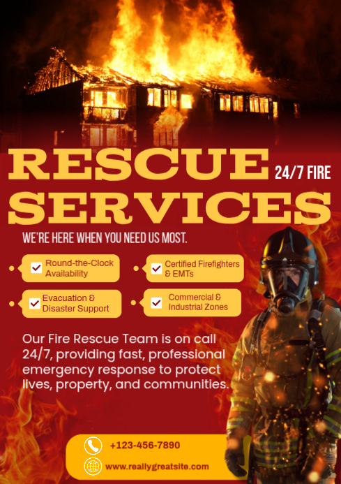 Red Fire Rescue Services A3 Template | PosterMyWall