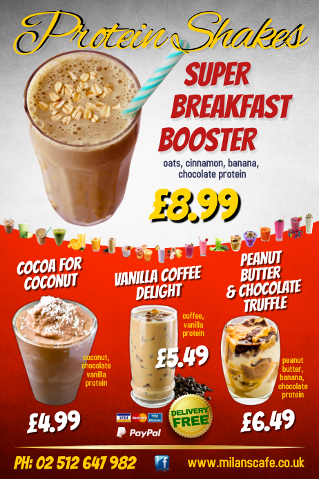 Protein Shakes Menu Flyer Template | PosterMyWall