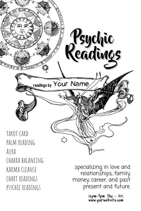 Psychic Tarot Reading Poster Template PosterMyWall