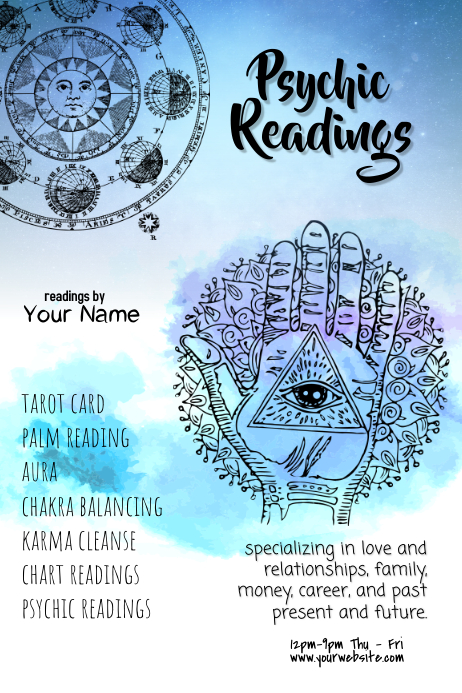 Intuitive Reading Banner psychic tarot reading poster template | PosterMyWall