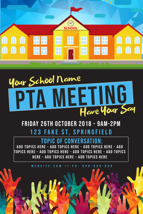 template poster pta meeting parent templates pto posters yearbook postermywall edit customizable