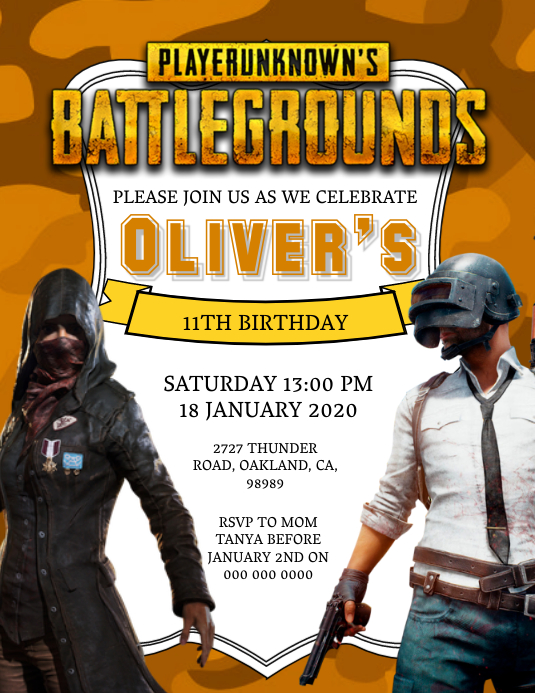 Modele D Invitation D Anniversaire Pubg Postermywall Modele D Invitation D Anniversaire Pubg Postermywall