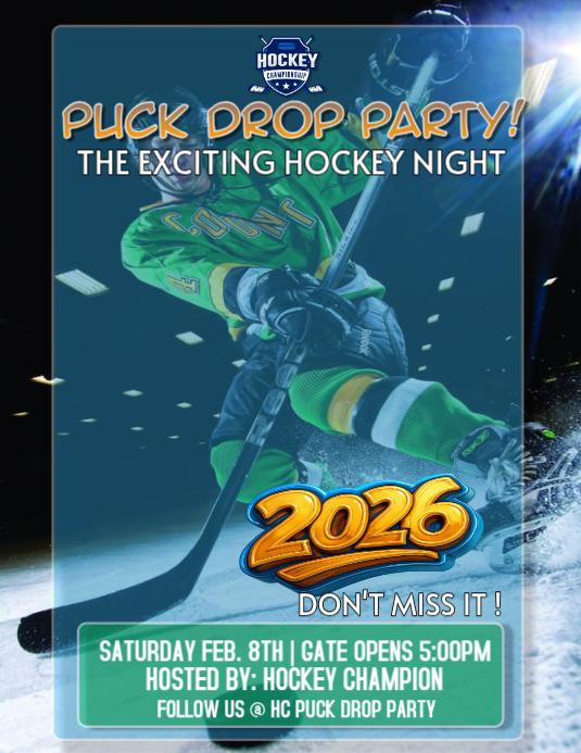 Copy of Puck Drop Hockey Night Party invite poster | PosterMyWall