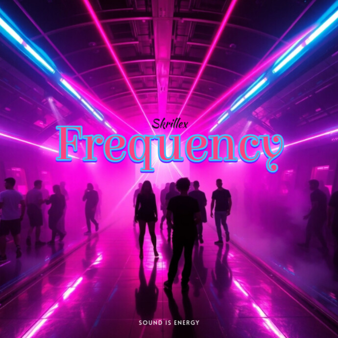 Pulsating Pink Chrome Cyberpunk Frequency Album Cover template