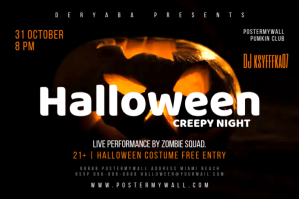 Pumkin Halloween Party Flyer Template Этикетка