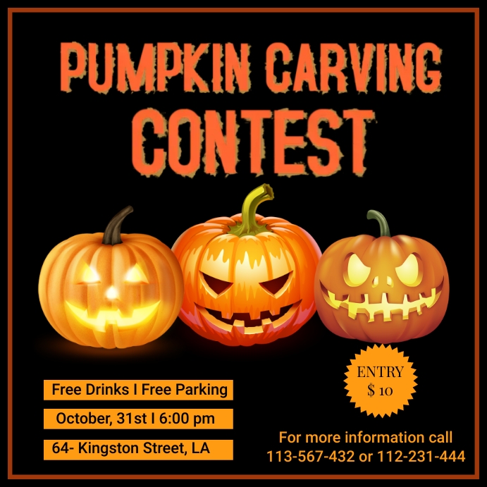 Pumpkin carving contest Instagram Plasing template