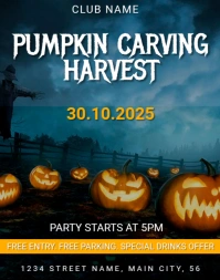 Pumpkin Carving Contest Flyer Template Плакат/настенная панель