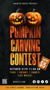 Pumpkin carving contest halloween event story Historia de Instagram template