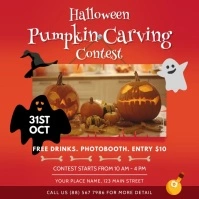 Pumpkin Carving Contest Halloween Square Vide Persegi (1:1) template