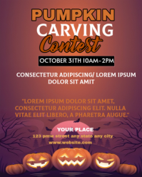 Pumpkin carving contest party flyer Instagram Portrait template