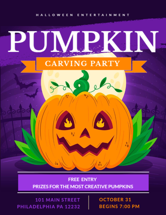 Pumpkin Carving Party Flyer (US Letter) template