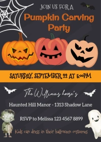 Pumpkin Carving Party Invitation A6 template