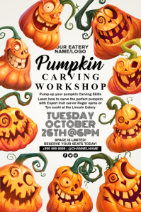 White Pumpkin Carving Workshop Poster Template