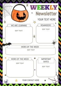Pumpkin halloween Newsletters A6 template
