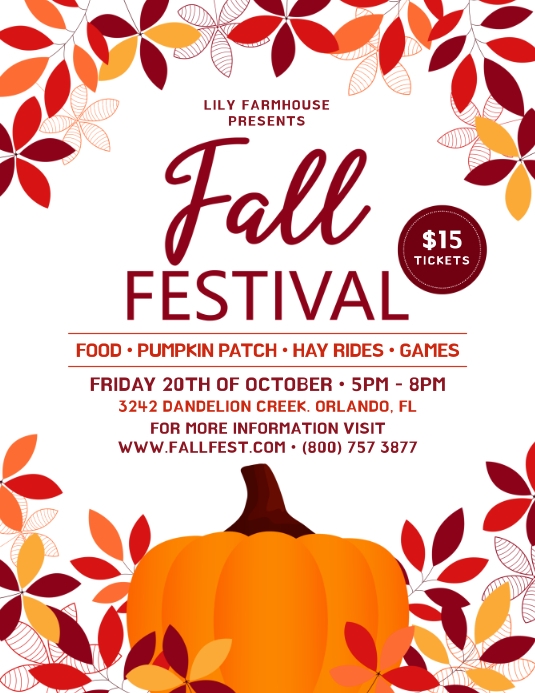 Pumpkin Leaves Frame Fall Festival Event | PosterMyWall