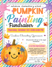 Pumpkin Painting Party Invitation Printable Løbeseddel (US Letter) template