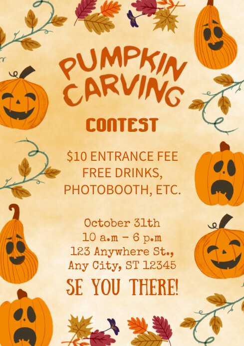 Pumpkin Party A4 Template PosterMyWall