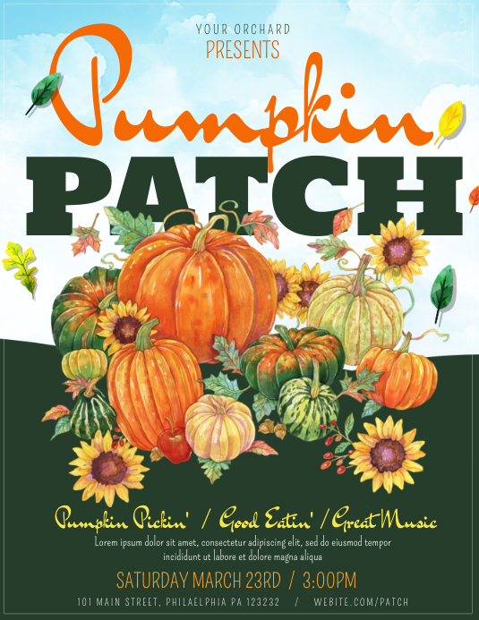 Pumpkin Patch Flyer (format US Letter) template