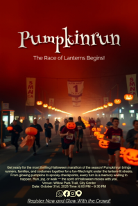 Pumpkinrun Halloween Marathon Poster Template – Glowing Lantern Night Race Design